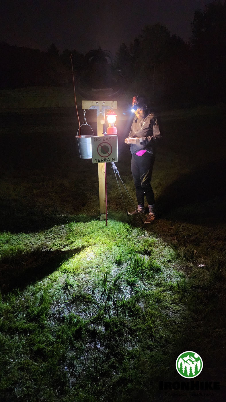 IronHike Mountain Athlete pushing through the dark hours on self-powered vertical endurance Event Mohawk Mountain CT USA