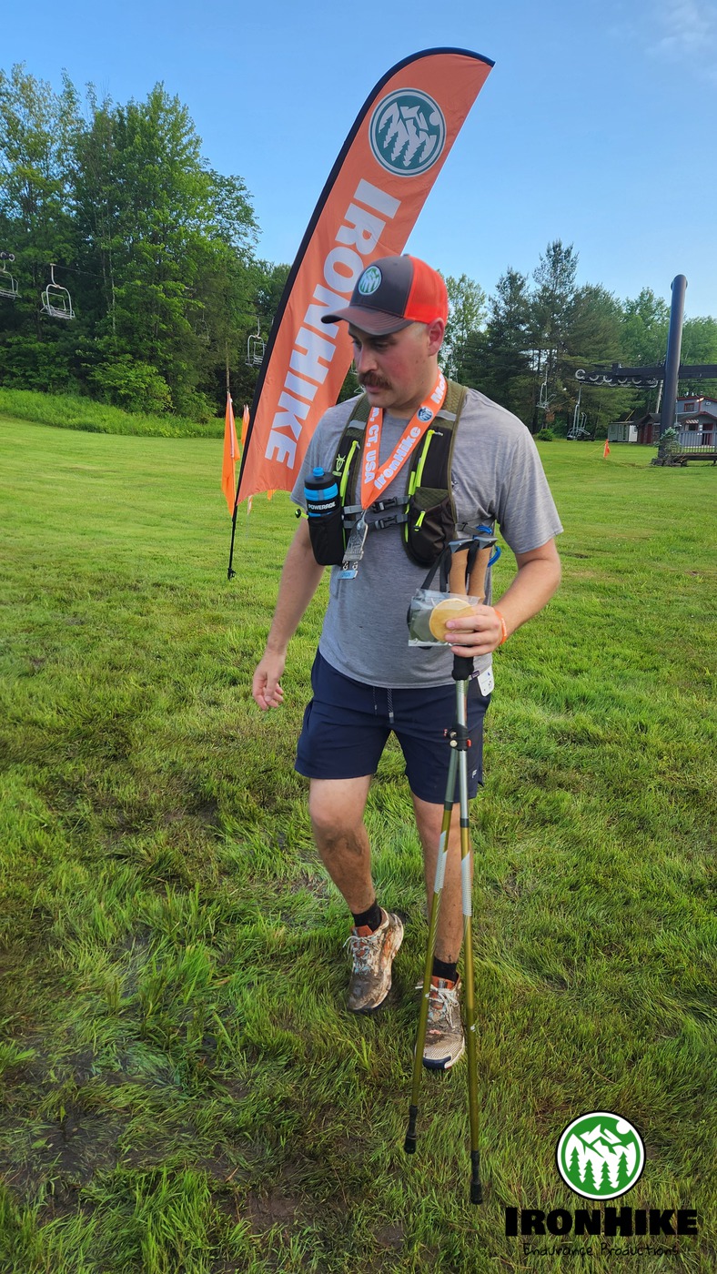 IronHike Mountain Athlete summit moment on multi-day endurance Event at Mohawk Mountain Cornwall Connecticut