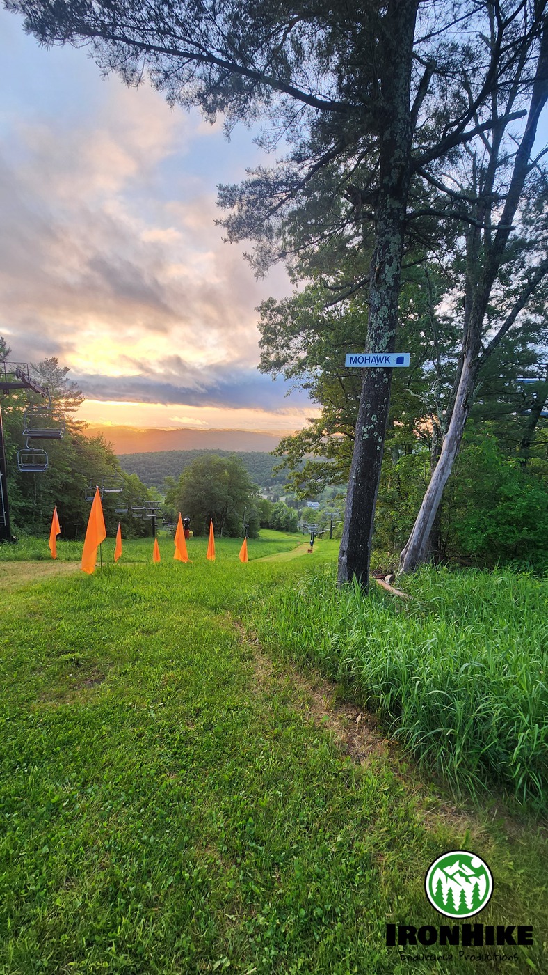 IronHike Mountain Athlete at sunset on multi-day elevation endurance Event at Mohawk Mountain Cornwall CT