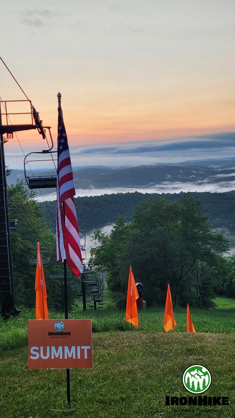 IronHike Mountain Athlete pushing through the dark hours on self-powered vertical endurance Event Mohawk Mountain Spring Series
