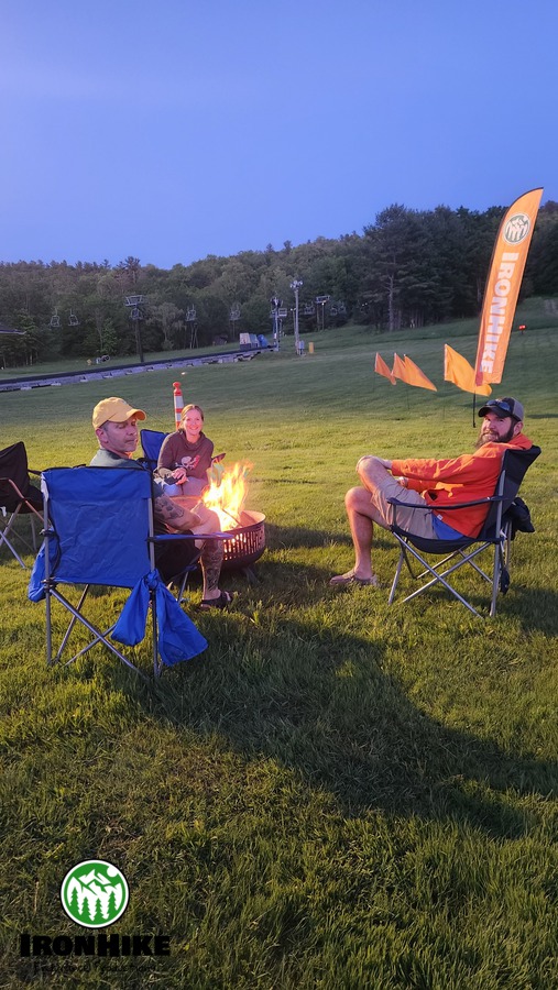 IronHike Mountain Athlete at base camp between laps on self-powered elevation endurance Event Mohawk Mountain Spring Series