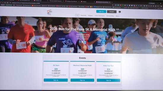 View Run for the Cove 5k and Memorial Walk trial balloon. in new tab